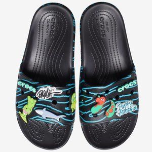 CROCS Party Animals Ron English, Zebra UNISEX Slides For Men & Women Size 9 - 13